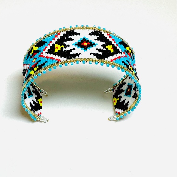 Native American Indian bracelet with Japanese seed beads Miyuki Delica - Picture 7 of 17